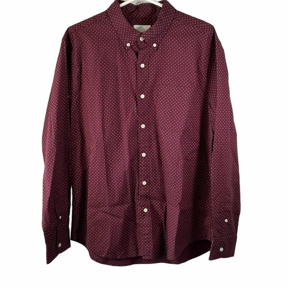 American Eagle Outfitters Maroon Patterned Button-Down Shirt